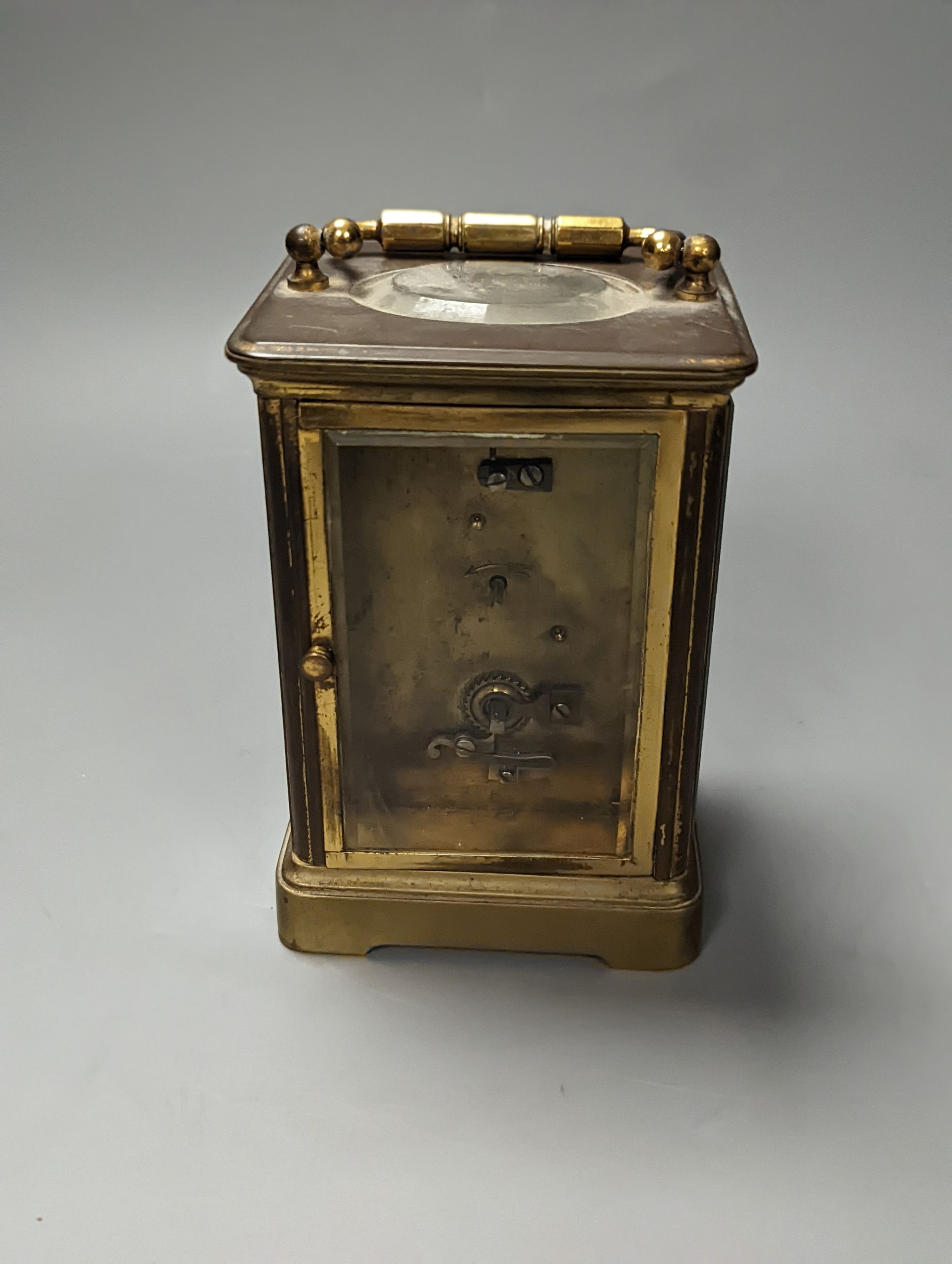 A French brass carriage timepiece 15cm